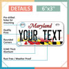 Picture of InkMyPlate Personalized Maryland Mini License Plate | Choose from 50 States | Bike 6x3 in | Custom License Plate for Kids Power Wheels | Golf Cart, Motorcycle, Moped, Wagons, ATV | Aluminum