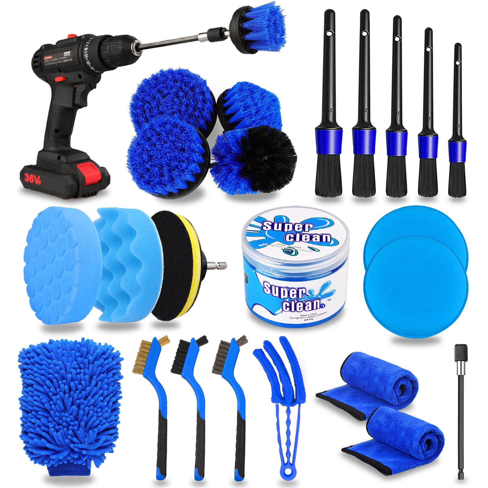 GetUSCart- 24PCS Car Detailing Brush Set, Car Detailing Kit, Auto ...