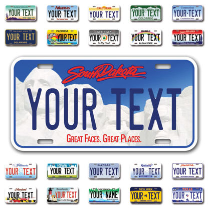 Picture of InkMyPlate Personalized South Dakota Car License Plate | Choose from All 50 Sates | 6x12 Inch | Custom South Dakota Plate for Fron 12inchX6inch