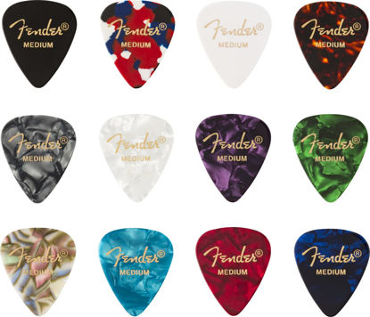 Picture of Fender Classic Celluloid Guitar Picks 351 Shape, Color Medley, Medium, 12-Pack