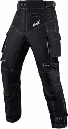 Picture of HWK Motorcycle Pants for Men with Weatherproof Cordura Textile Fabric for Enduro Motocross Motorbike Riding and Armor for Impact Protection, Dual Sport Motorcycle Pants with 32"-34" Waist, 30" Inseam