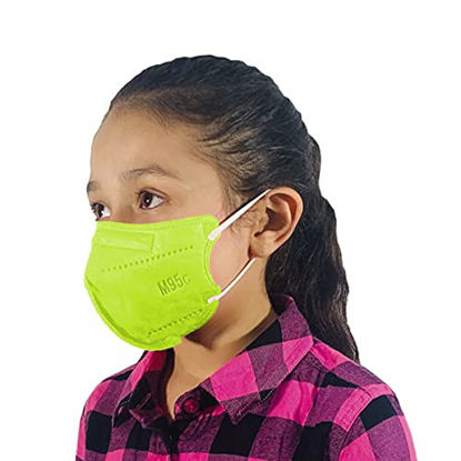 Picture of M95c Disposable 5-Layer Efficiency Kids Breathable Face Mask with Nose Wire and Comfortable Earloop Made in USA School Supplies 3D Structure (20 pcs, Kiwi Green)
