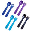 Picture of RE-PLAY Made in USA 8pk Toddler Feeding Spoon and Fork Set| Made from BPA Free Eco Friendly Recycled Milk Jugs - Virtually Indestructible | Sky Blue, Navy Amethyst & Black | Dishwasher Safe |Space