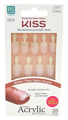 Picture of KISS Salon Acrylic Natural 28 Nails Real Short Length KSAN01 (2 PACK)