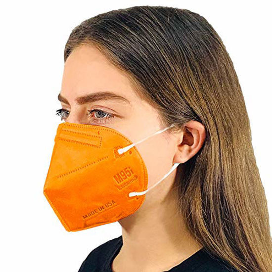 Picture of Disposable 5-Layer Efficiency Protective Adult Face Mask 5-Ply Design Made in USA (5, Tangerine Orange)