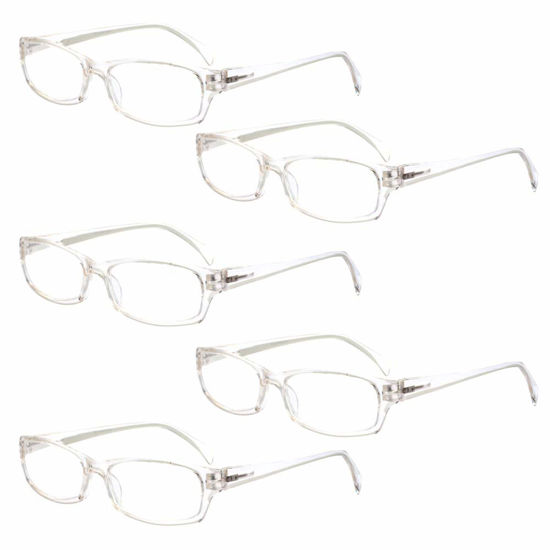 Picture of Henotin 5-Pack Reading Glasses Blue Light Blocking Anti Eyestrain Computer Reading Glasses for Women and Men Readers (Transparent White, 2.50)