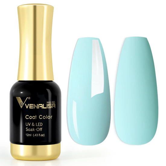 Picture of VENALISA Gel Nail Polish, Blue Color Spring Summer Soak Off UV LED Nail Gel Polish Nail Art Starter Manicure Salon DIY at Home