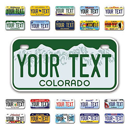 Picture of InkMyPlate Personalized Colorado Mini License Plate | Choose from 50 States Bike 6x3 in Custom for Kids Power Wheels Golf Cart, Motorcycle, Moped, Wagons, ATV Aluminum, 6inchX3inch