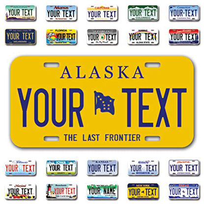 Picture of InkMyPlate Personalized Alaska Car License Plate | Choose from All 50 Sates | 6x12 Inch | Custom Alaska License Plate for Front of Car | Personalized Custom Car Tags | Made in USA 040 Aluminum