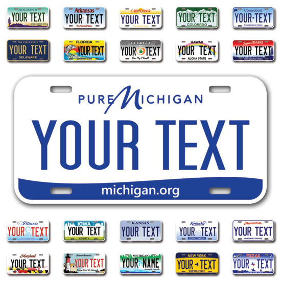 Picture of InkMyPlate Personalized Michigan Car License Plate | Choose from All 50 Sates | 6x12 Inch | Custom Michigan License Plate for Front of Car | Personalized Custom Car Tags | 040 Aluminum