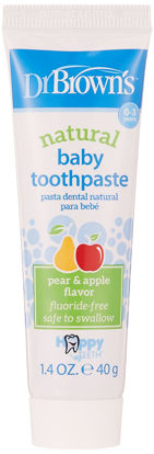 Picture of Dr. Brown's Baby Toothpaste, Apple Pear Flavor Toddlers and Kids Love, Fluoride Free, Made in the USA, 0-3 Years, 1.4oz