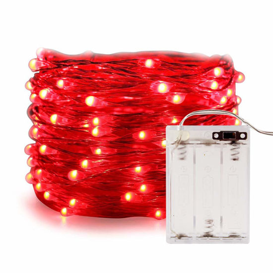 Picture of String Lights,ANJAYLIA 16.5Ft/5M 50leds Bright Light Party Home Festival Decorations Battery Operated Lights(Red)