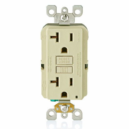 Picture of Leviton GFNT2-I Self-Test SmartlockPro Slim GFCI Non-Tamper-Resistant Receptacle with LED Indicator, Wallplate Included, 20-Amp, Ivory
