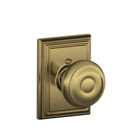 Picture of Georgian Knob with Addison Trim Non-Turning Lock, Antique Brass (F170 GEO 609 ADD)