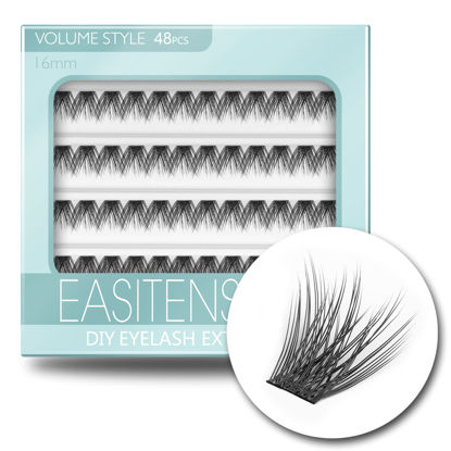 Picture of DIY Eyelash Extension, 3D Effect Glue Bonded Band Individual Lash 48 Clusters Volume Lashes Set, Home Eyelash Extension, C curl Lashes Pack 10MM-Volume-48 Clusters