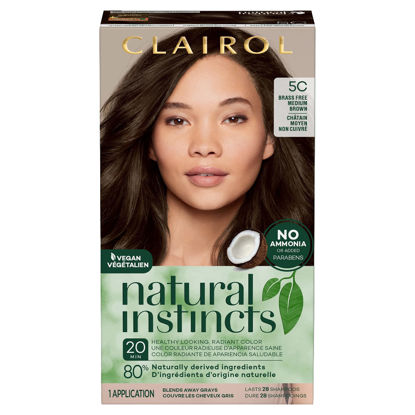 Picture of Clairol Natural Instincts Demi-Permanent Hair Dye, 5C Brass Free Medium Brown Hair Color, Pack of 1