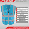 Picture of HYCOPROT High Visibility Mesh Safety Reflective Vest with Pockets and Zipper, Meets ANSI/ISEA Standards (Sky Blue, Medium)