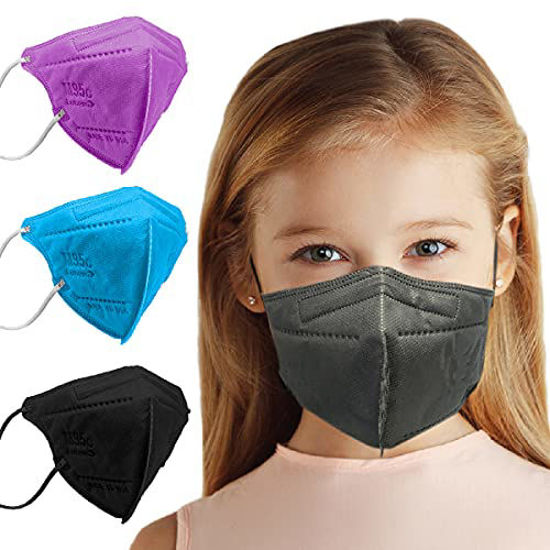 Picture of Lutema 5 Layer Protection Breathable Kids Face Mask (Graphite Gray) - Made in USA - Designed for Children | Filtration>95% with Comfortable Elastic Ear Loop | Bandanna Replacement (20 pcs)