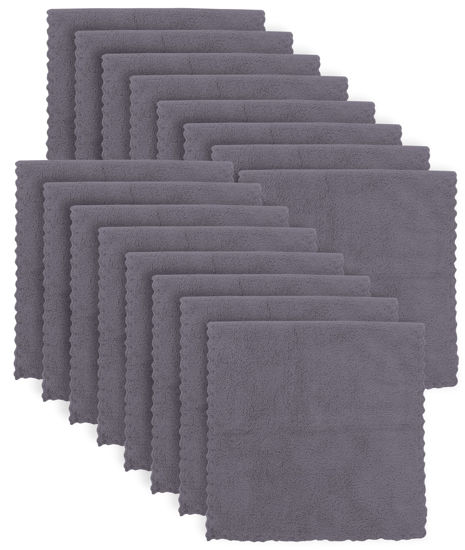 Picture of Super Soft Burp Cloths 16 Pack - Thick - Extra Absorbent - Perfect Size Large 20" by 10" - Light and Easy to Carry - Milk Spit Up Rags - Burpy Cloths for Unisex, Boy, Girl - Grey