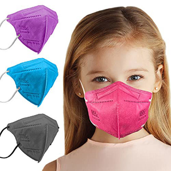 Picture of Lutema 5 Layer Protection Breathable Kids Face Mask (Hot Pink) - Made in USA - Designed for Children | Comfortable Elastic Ear Loop | Bandanna Replacement (20 pcs)