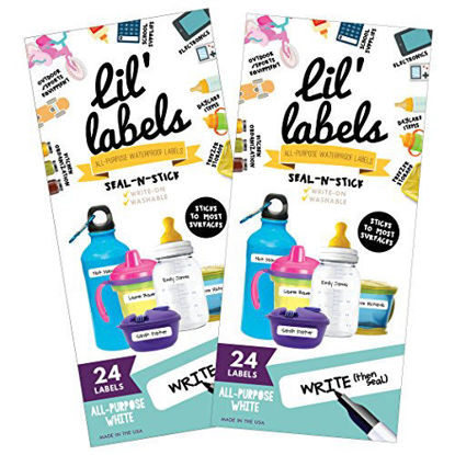 Picture of Lil' Labels, Write-On Food Labels, Waterproof Label, Multipurpose, Self-Laminating, Dishwasher-Safe, Write-On for Home Organization and Kitchen Labels (All-Purpose White, Set of 2)