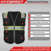 Picture of HYCOPROT High Visibility Mesh Safety Reflective Vest with Pockets and Zipper, Meets ANSI/ISEA Standards (Black(Style-2), Small)