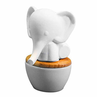 Picture of Elephant Aroma Diffuser | Small Ceramic and Porcelain Wicking Diffuser for Essential Oils | Subtle, Fresh Aroma for Home or Office | 15mL Reservoir, 2 Weeks per Fill | No Electricity or Water Required