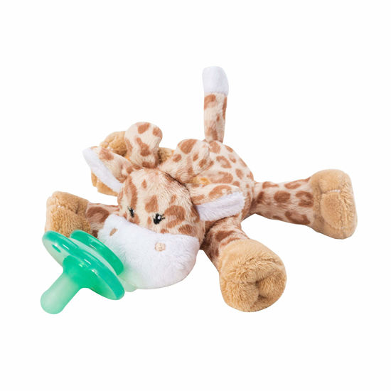 Picture of Nookums Paci-Plushies Shakies - Pacifier Holder - Adapts to Name Brand Pacifiers, Suitable for All Ages, Plush Toy Includes Detachable Pacifier (Brown Giraffe)