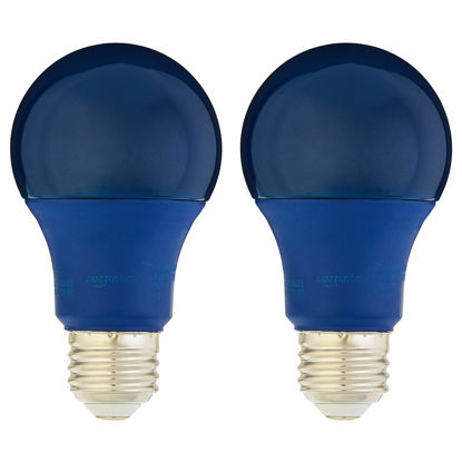 Picture of Amazon Basics 60 Watt Equivalent, Non-Dimmable, A19 LED Light Bulb | Blue, 2-Pack