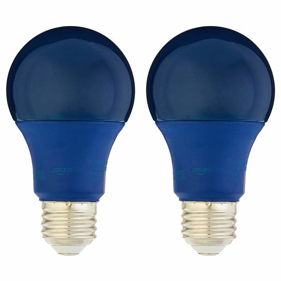 Picture of Amazon Basics 60 Watt Equivalent, Non-Dimmable, A19 LED Light Bulb | Blue, 2-Pack