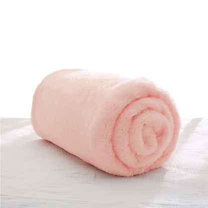 Picture of Exclusivo Mezcla Plush Fuzzy Fleece Baby Blanket, Soft and Warm Swaddle Blanket, Infant, Newborn, Toddler and Kids Receiving Blankets for Crib Stroller (Light Pink, 30x40 inches)