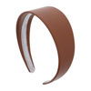 Picture of Brown 2 Inch Wide Leather Like Headband Solid Hair band for Women and Girls