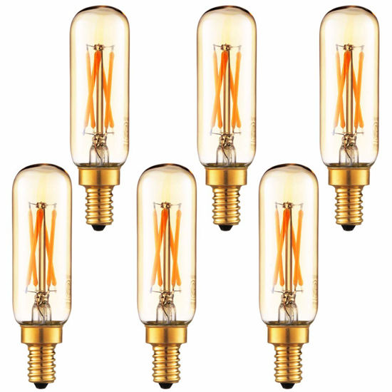 Picture of LiteHistory Dimmable T6 led Bulb 40W Candelabra led 2200K Amber 250lm 4W e12 T25 led Bulb 6Pack