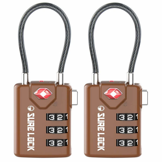 Picture of SURE LOCK TSA Compatible Travel Luggage Locks, Inspection Indicator, Easy Read Dials TSA Approved with Zinc Alloy