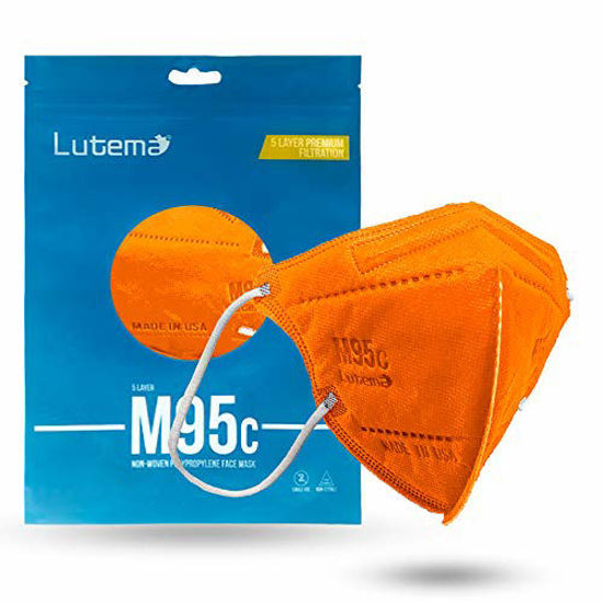 Picture of M95c Premium Filtration 5-Layer Face Mask 5-Ply Disposable Kids Design Made in the USA (10, Tangerine Orange)