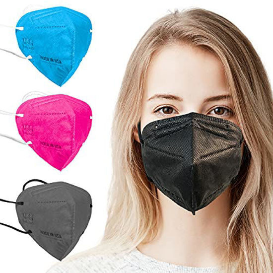 Picture of 5 Layer Protection Breathable Face Mask (Sable Black) - Made in USA - Filtration>95% with Comfortable Elastic Ear Loop | Bandanna Replacement | For Travel and Personal Care (20 pcs)