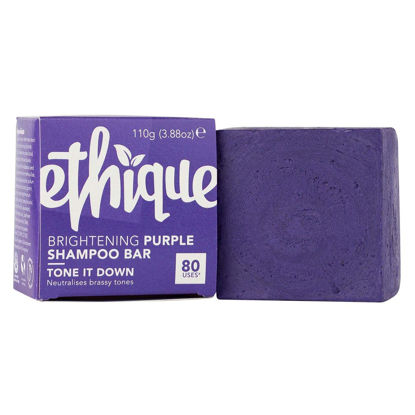 Picture of Ethique Tone It Down Brightening Purple Shampoo Bar for Blonde and Silver Hair - Sulfate-Free, Plastic-Free, Vegan, Cruelty-Free, Eco-Friendly, 3.88 oz (Pack of 1)