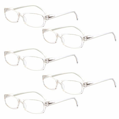 Picture of Henotin 5-Pack Reading Glasses Blue Light Blocking Anti Eyestrain Computer Reading Glasses for Women and Men Readers (Transparent White, 2.25)