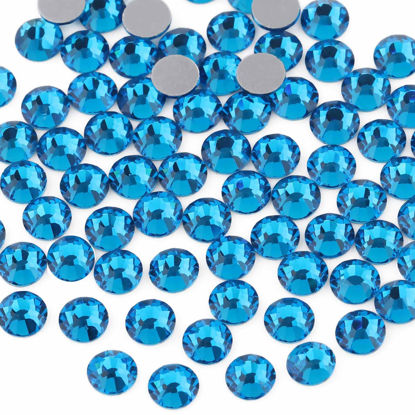 Picture of beadsland 288pcs Flat Back Crystal Rhinestones Round Gems for Nail Art and Craft Glue Fix,Capri Blue(SS30(6.4-6.6mm))