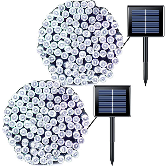 Picture of JMEXSUSS 2 Pack Solar Christmas Lights Outdoor Waterproof, 200LED 75 ft Each Solar String Lights, 8 Modes White Solar Powered Tree Lights for Outside, Gardens, Wedding, Party, Christmas Decorations