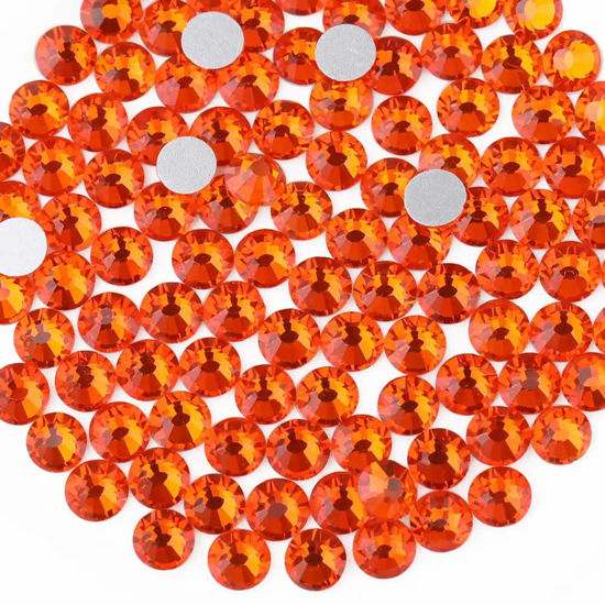 Picture of Beadsland 2880pcs Flat Back Crystal Rhinestones Round Gems for Nail Art and Craft Glue Fix, Orange,SS8,2.3-2.5mm