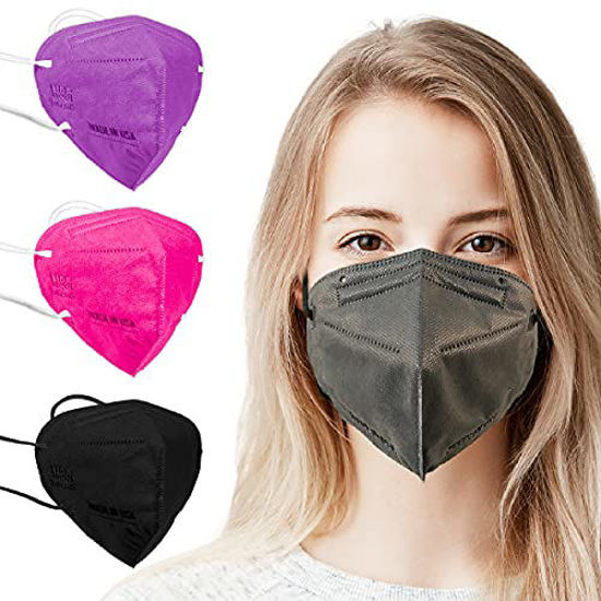 Picture of 5 Layer Protection Breathable Face Mask (Gray) - Made in USA - Filtration>95% with Comfortable Elastic Ear Loop | Bandanna Replacement | For Travel and Personal Care (5 pcs)