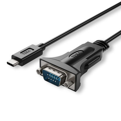 Picture of Tera Grand - USB C to RS232 Serial DB9 Adapter Cable with Hex Nuts and FTDI chipset, Supports Windows 11, 10, 8, 7, Vista, XP, 2000, 98, Linux and Mac, 3 Ft