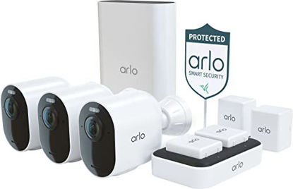 Picture of Arlo - Ultra 2 Spotlight 3-Camera Security Bundle Indoor/Outdoor Wireless 4K Security System, White