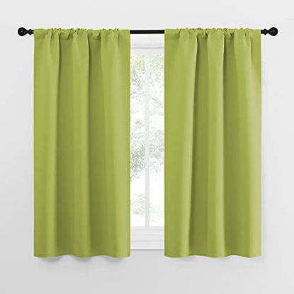 Picture of NICETOWN Kitchen Curtains for Small Windows, Privacy Thermal Insulated Blackout Curtains & Drapes for Boys Room (Fresh Green, 34" Wide by 54" Long, 2 Pieces)