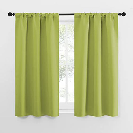 Picture of NICETOWN Kitchen Curtains for Small Windows, Privacy Thermal Insulated Blackout Curtains & Drapes for Boys Room (Fresh Green, 34" Wide by 54" Long, 2 Pieces)