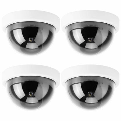 Picture of Niiyen Dummy Camera, 4Pcs High Simulation with Lights False Monitor, Simulation Hemisphere Camera Simulation Monitoring, Dome Simulation Camera CCTV Dummy Fake Security Camera(Red)