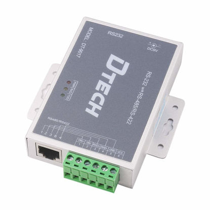 Picture of DTECH Bi-Directional Active RS232 to RS485 RS422 Serial Converter with Surge Protection 600W 15KV ESD DB9 to RJ45 Phoenix Contacts Adapter Power Supply TX RX LEDs for Long Haul Data Communication 