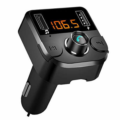 Picture of AUX Bluetooth FM Transmitter for Car, BT 5.0 Bluetooth Car Adapter Music Player Car Kit,Hands Free Calling with 2 USB Ports Charger