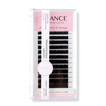 Picture of TDANCE Premium C Curl 0.15mm Thickness Semi Permanent Individual Eyelash Extensions Silk Classic Lashes Professional Salon Use Mixed 8-15mm Length In One Tray (C-0.15,8-15mm)